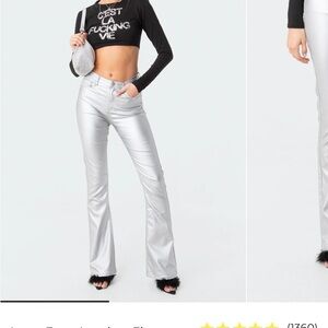 Edikted Silver Flare Pants